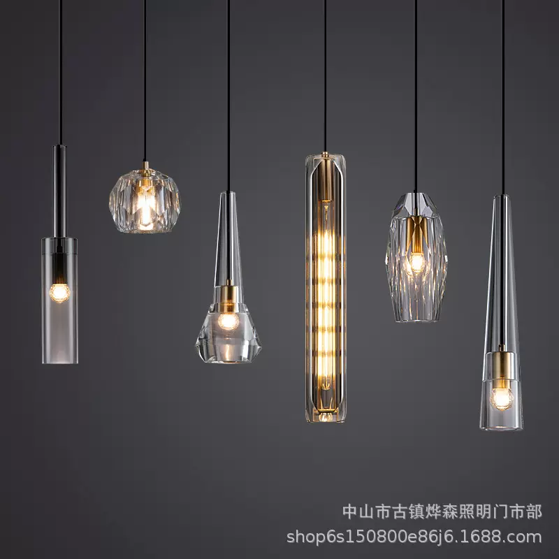 卧室床头吊灯现代简约创意轻奢水晶网红艺术氛围led主卧长线小