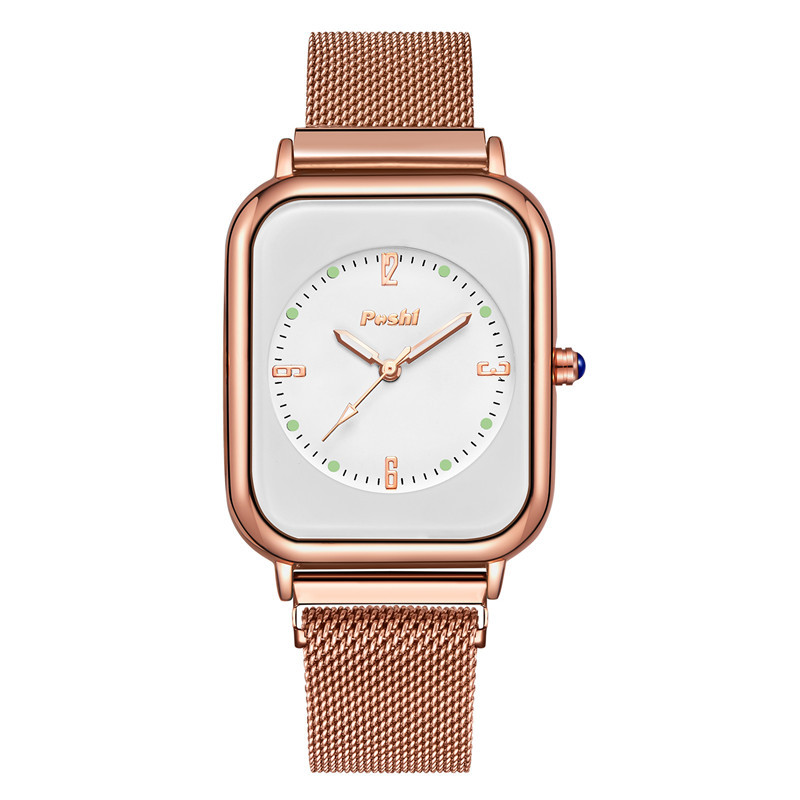Posthi moda tendencia de moda todo-acero cuarzo reloj de mujer Reloj simple casual cuadrado impermeable reloj de las mujeres al por mayor