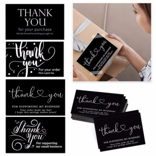 Cross-Border Wholesale Black Thank You Card Coated Paper Card Thank You Gift Card Packaging English Card