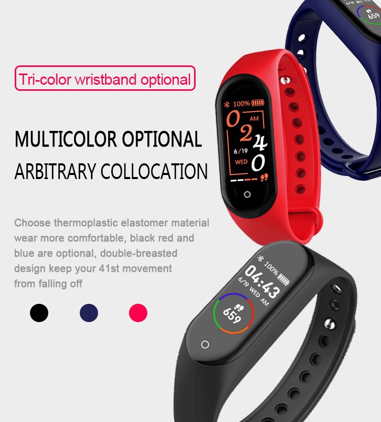 Bluetooth sports heart rate, blood oxygen, blood pressure monitor, step sleep, health monitoring, reminder, customizable, waterproof M4 smart bracelet Application Scenario
