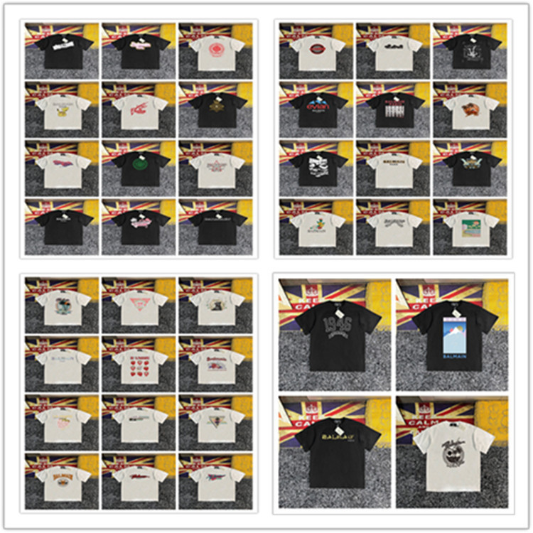 Balmain Paris Trendy Letter-Print Short-Sleeved T-Shirt for Men, Loose Round Neck, American Street Casual Style, Same Style for Couples Balmain Paris Trendy Letter-Print Short-Sleeved T-Shirt for Men, Loose Round Neck, American Street Casual Style, Same Style for Couples