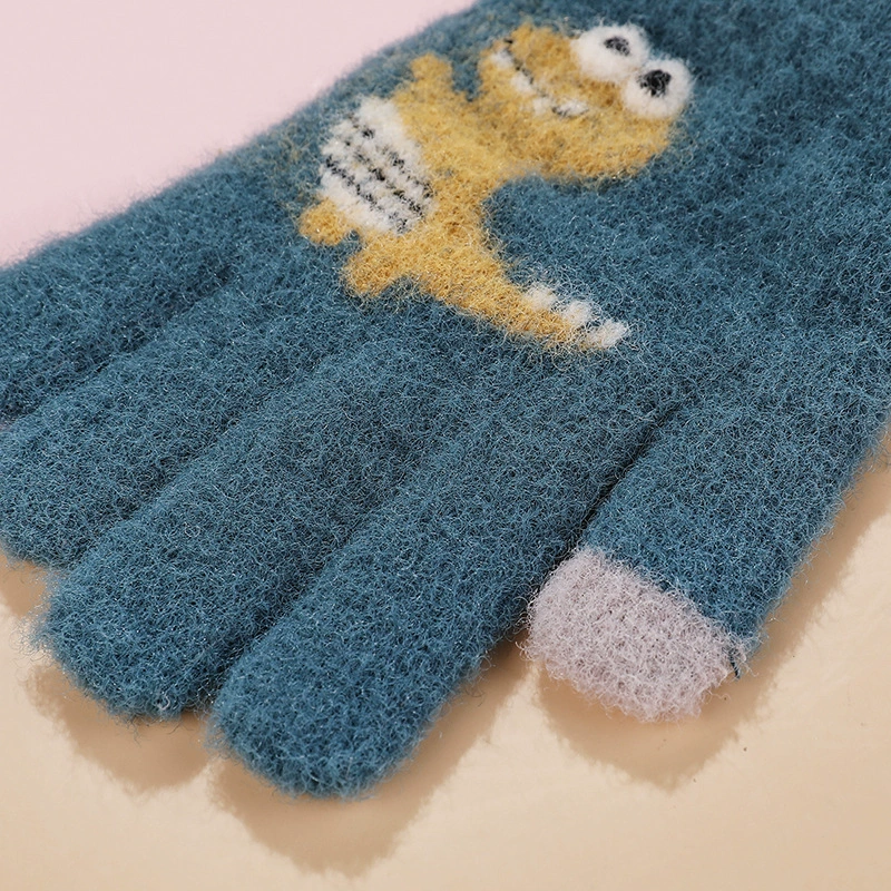 Cartoon knitted cute keep warm children's gloves for boys, wholesale