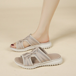 Plus Size Sandals Export Cross-Border Dropshipping 2025 Summer New Sports and Leisure Women's Sandals Knitted Comfortable Slippers