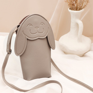 Original PUre Color PU Wallet Trendyy Cute PUppy Cartoon Women's Bag Shoulder Bag Crossbody Bag Vertical Mobile Phone Bag