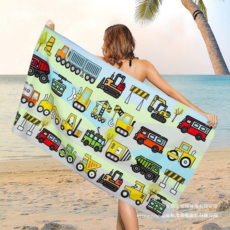 Cross-Border Popular Children's Microfiber Beach Towel Unicorn Hero Racing Excavator Bath Towel Customized Wholesale Cross-Border Popular Children's Microfiber Beach Towel Unicorn Hero Racing Excavator Bath Towel Customized Wholesale