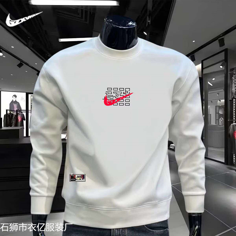 2026 Autumn New Heavyweight Hooded Men's Sweatshirt, Round Neck Long Sleeve Trendy Pullover with Print, American Style Jacket
