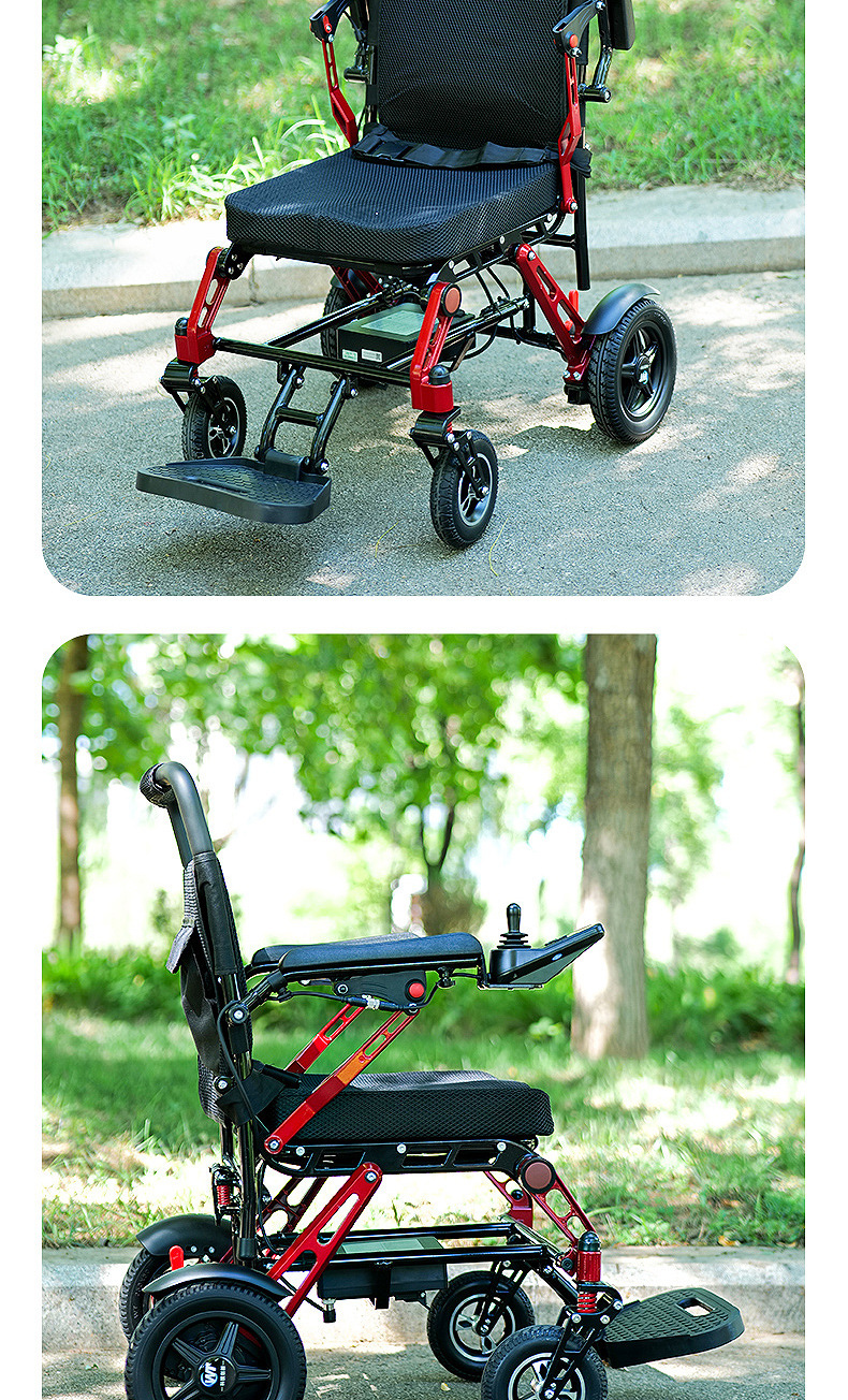 Yingkang 23kg New Cross-Border Export Lightweight Folding Wheelchair Titanium Magnesium Alloy Frame Electric Wheelchair for the Elderly