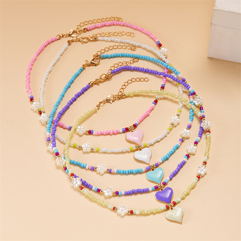 10g Weight Alloy Pendant Material Pendant Necklace Classification Seed Bead Chain Material Beaded Chain Chain Type 1 Piece Quantity Holiday, Daily Occasion Alloy, Seed Bead Material Flower Pattern All Seasons Season Women's Gender Vacation, Classic Style Style Vacation Classic Style Flower Alloy Seed Bead Beaded Chain Beaded Necklaces Wholesale 1