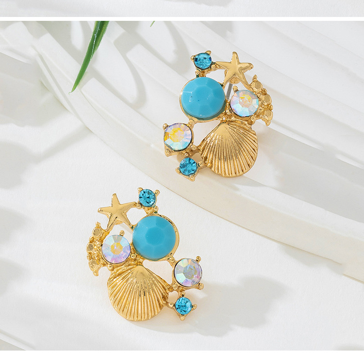 Zinc alloy Material Shell Pattern 1 Pair Cute Vacation Shell Plating Zinc Alloy Ear Studs