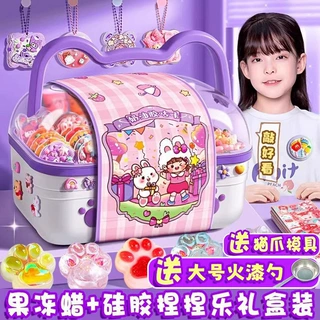 自制diy果冻蜡捏捏乐火漆套装女孩手工自制材料包减压猫爪玩具