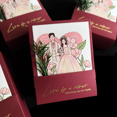 イラスト手描きの結婚式のキャンディーボックス正方形の新しい中国風のキャンディーボックスギフトボックス包装箱中国風