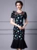 Mesh patchwork polka dot wrap buttocks fishtail skirt for summer