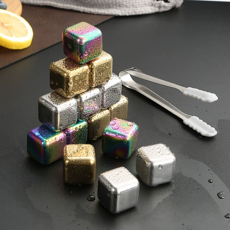 Трансграничные 304 из нержавеющей стали кубики льда быстрозамороженные металлические кубики льда набор с титановым золотым ледяным вином камень виски камень ледяные зерна