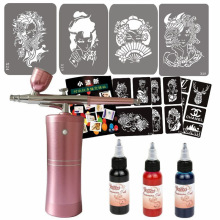 喷绘纹身机摆地摊套装纹身模板花臂图案图册充电气泵喷色料全套