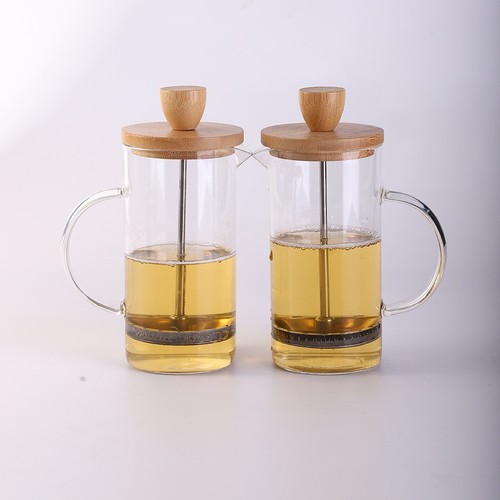 New wooden lid heat-resistant high borosilicate tea maker stainless steel French press coffee pot