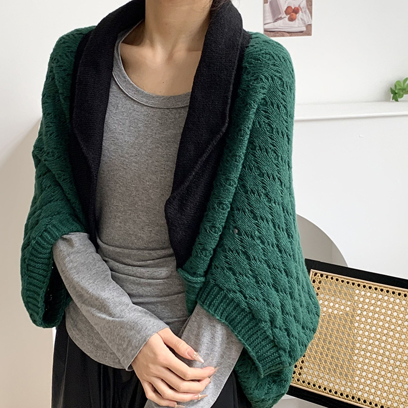 Chal de punto nuevo estilo estilo estilo estilo amplio exterior suelto estilo exterior exterior de alta calidad estilo estilo exterior de color exterior temperamento chaqueta cardigan