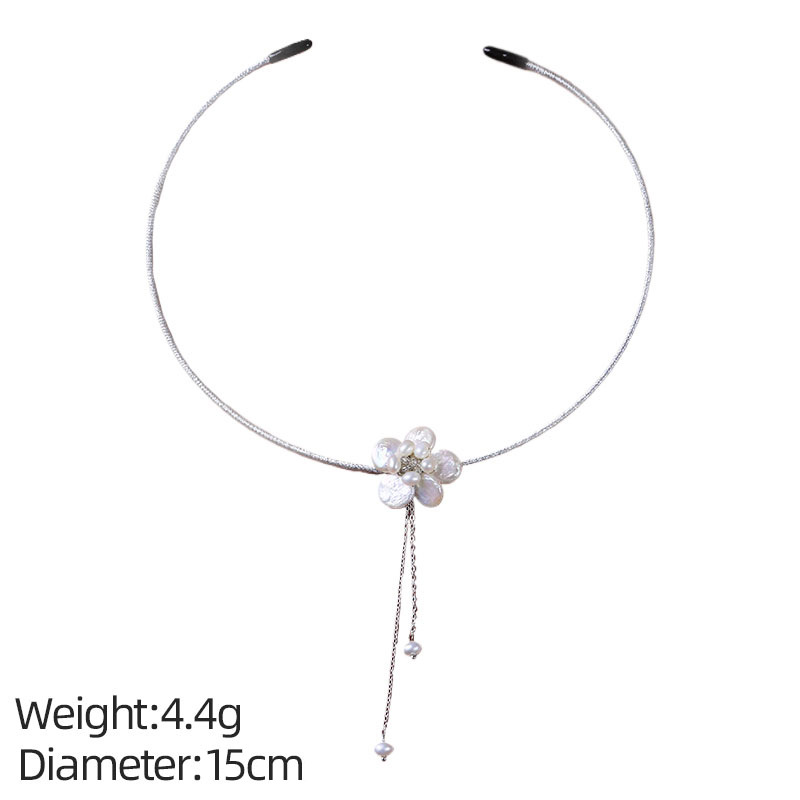 Diseño original de flores de perlas naturales, collar de anillo, lujo ligero, versátil, collar de clavícula de alta calidad.