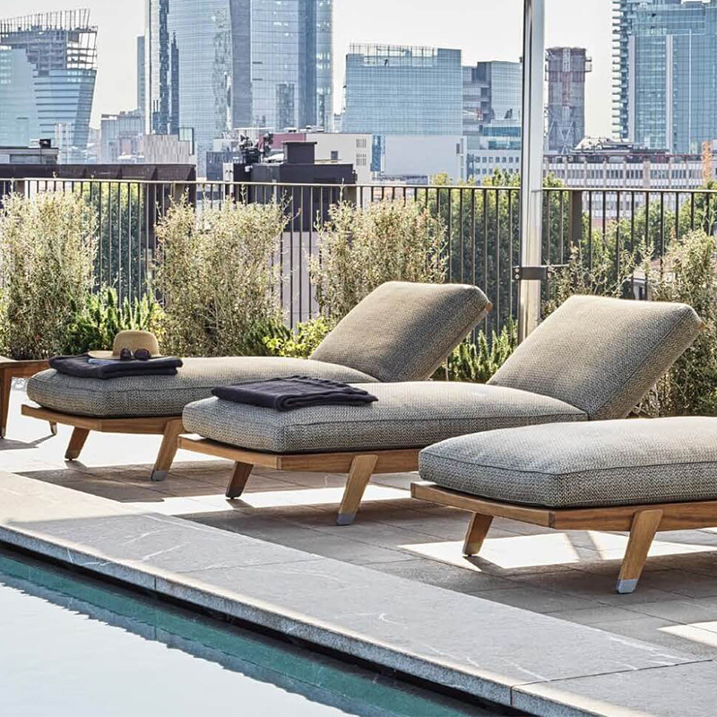 Al Aire Libre de madera maciza acostado ocio impermeable protector solar Club Hotel Villa piscina jardín antiséptico reclinable madera