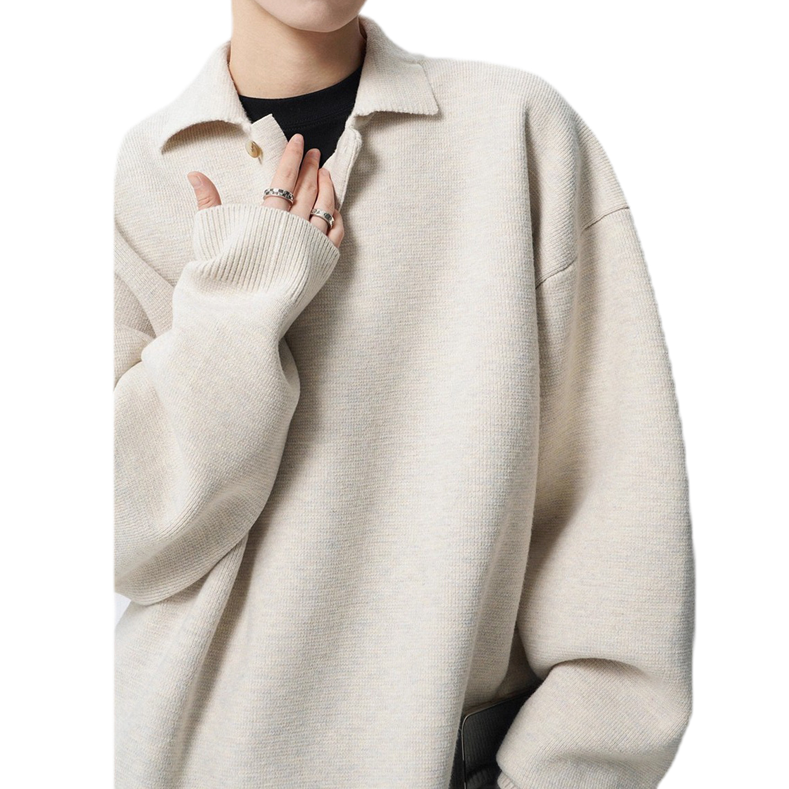 Explosiones transfronterizas de tamaño grande europeo polo camiseta con solapa camiseta de punto suéter hombre viejo estilo de dinero fábrica de negocios británico al por mayor