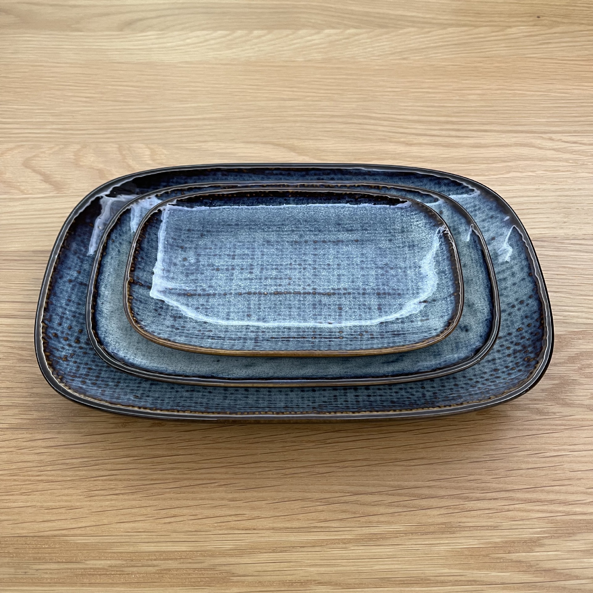 Excedente de comercio exterior LZ Lu Cang vajilla de cerámica patrón de tela serie denim plato rectangular único de cerámica de porcelana de colores. image 1