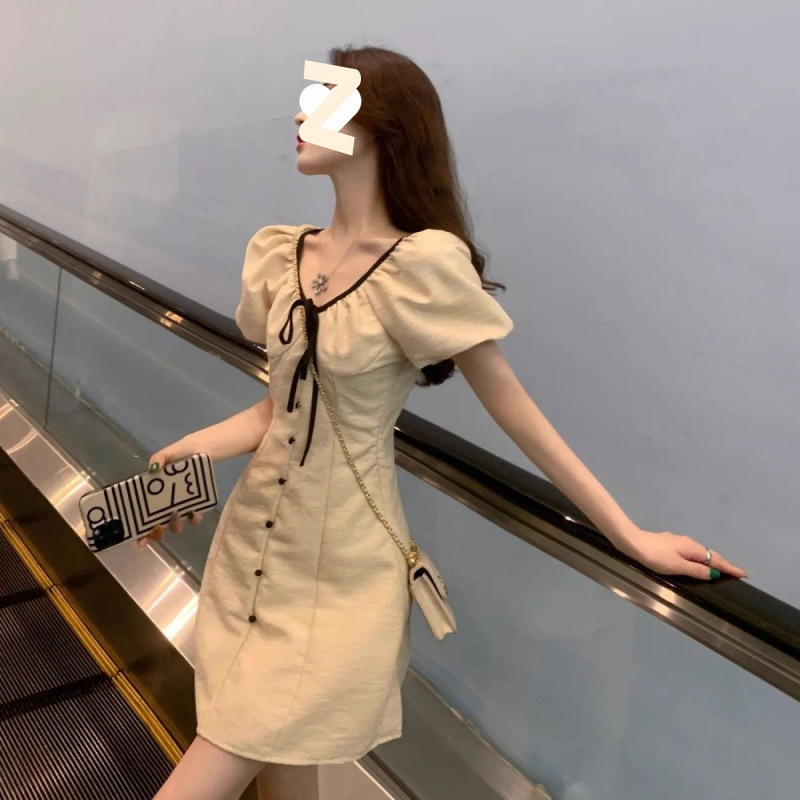 法式小个子短袖裙2025夏季新款气质甜美高级感小香风显瘦减龄裙子|undefined
