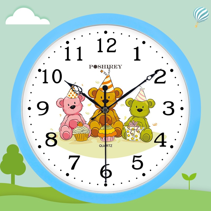 Children's Room Silent Cartoon Wall Clock Creative Fashion Kindergarten Student Cognitive Clock Living Room Wall Wall Clock