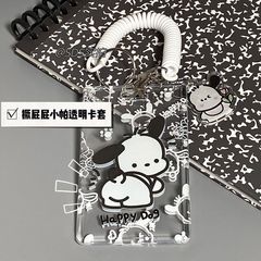 ins transparent winipacha dog card holder student campus access meal card cute keychain work permit protective cover