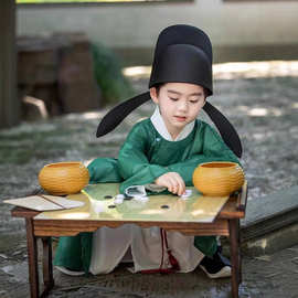 汉服男童春秋款宋制儿童古装春款男孩古风帅气李白明制唐装演出服