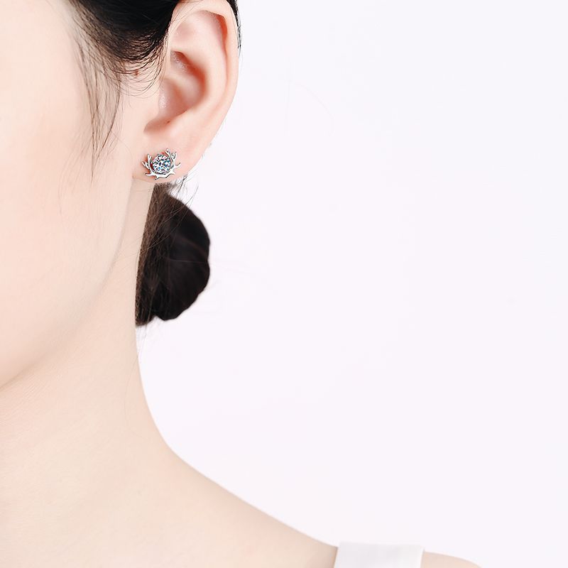 D Color Moissanite Hoop Earrings In Sterling Silver Simple Style_voghion.com