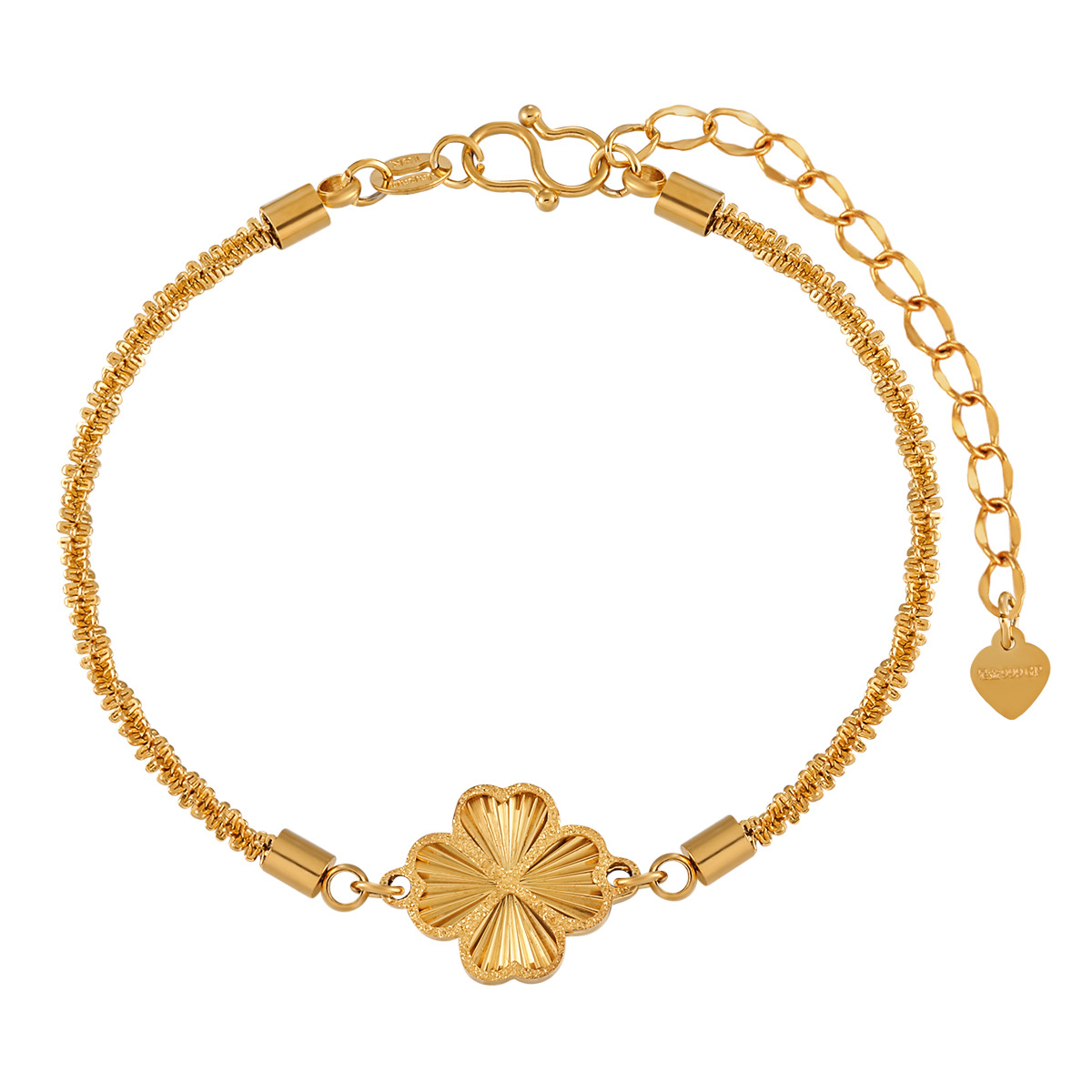 Korean Accessible Luxury Laser Four-Leaf Clover Bracelet for Women Ins Style Fashion Heart Heart-Shaped S Buckle High-End Titanium Steel Bracelet