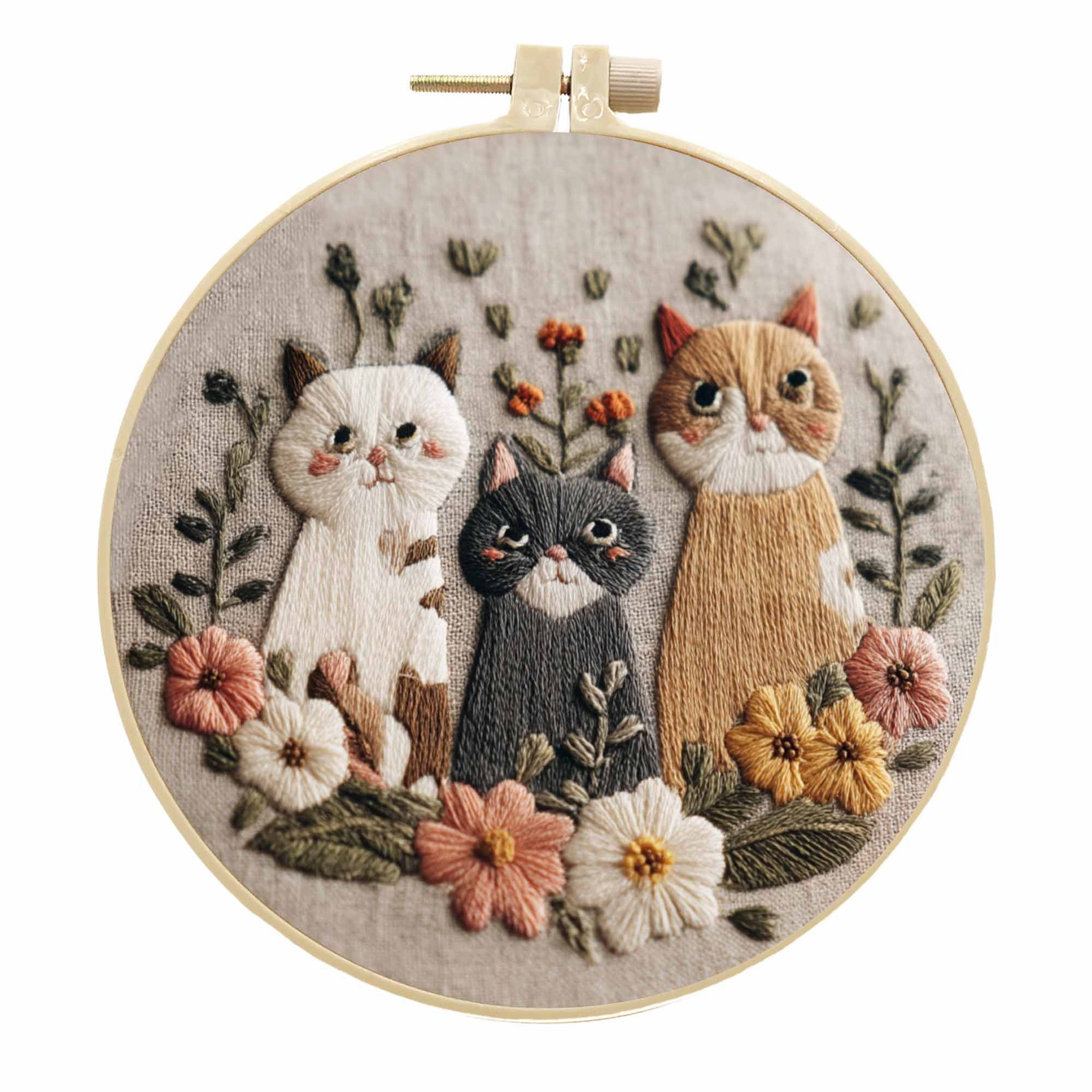 Paquete de material de bricolaje bordado a mano original de gato transfronterizo kit de bordado a mano gratuito paquete de material de bordado de bricolaje