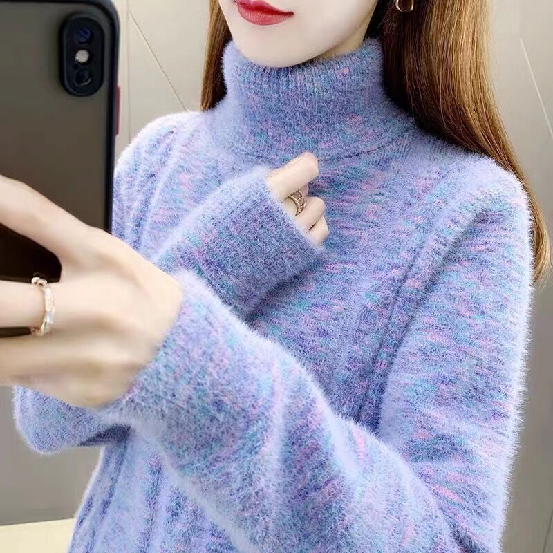 Women's turtleneck sweater winter thickened 2022 new Korean style loose lazy style women's top knitted bottoming shirt