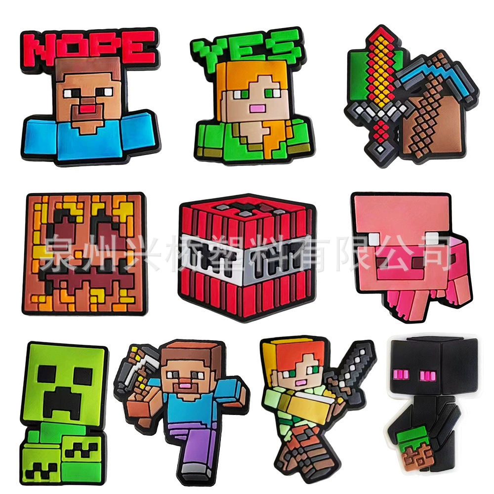 Обувь Minecraft с цветком, дырка Croc, обувь с пряжкой PVC, легкая резиновая обувь, цветок-дырок, браслет на запястье, декоративная пряжка