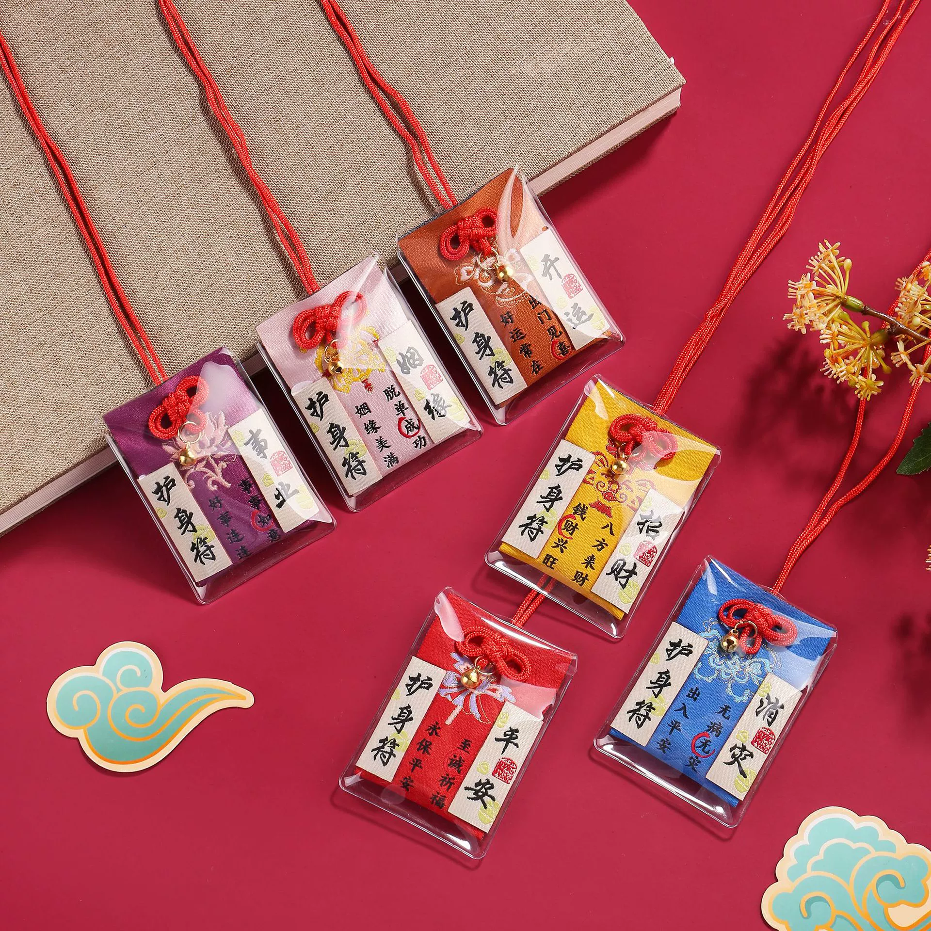 Putuo Гора живописное место счастливый мешок патч Королевский Саше пустая сумка протектор тело кулон автомобиль висит Саше пингл сумка оптом