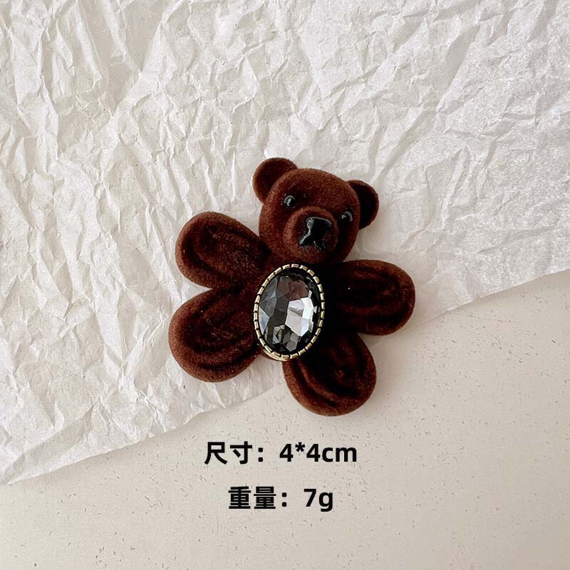 可爱百搭卡通毛绒植绒小熊diy亚克力配件耳饰发夹手机壳材料批发|undefined