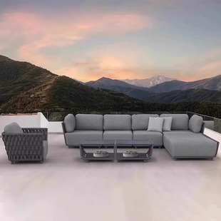 Outdoor sofa Courtyard Terrace Hotel Villa Garden outdoor balcony waterproof Sun-proof Rattan woven leisure sofa combination