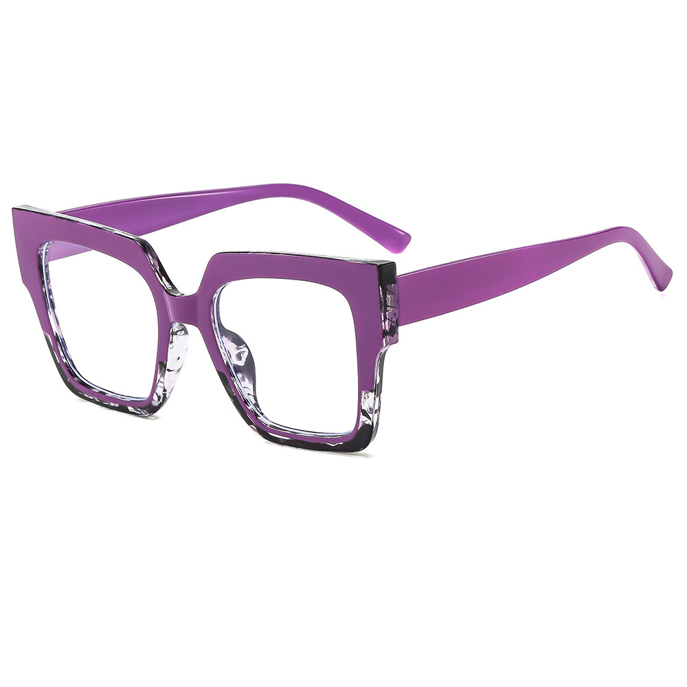 2024 Tendencia europea y americana, marco grande, cuadrado, color a juego, espejo plano anti-luz azul, el mismo estilo, gafas de marco de miopía sin maquillaje