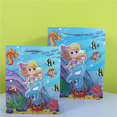 海洋世界卡通禮品紙袋子大鯊魚美人魚白卡禮品手提袋潛水艇紙袋子