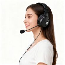 现货跨境耳机私模游戏网校教学戴音质线控带麦电脑电竞