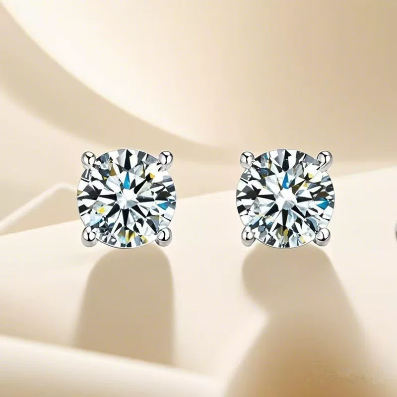 Earrings with zircon, silver 925 sample