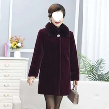 貂皮大衣女中长款冬季整貂进口仿貂绒皮草外套中年大码加厚妈妈装