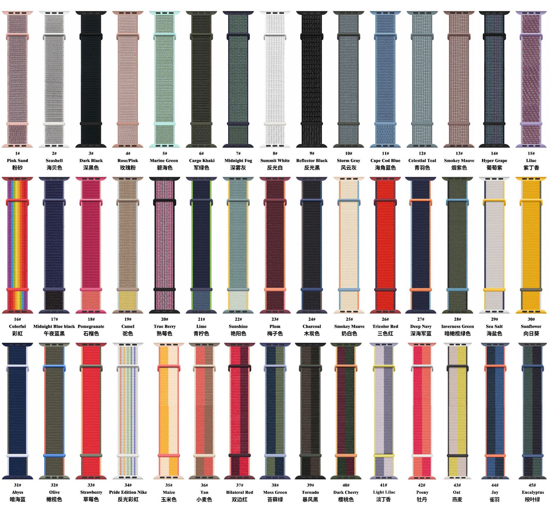 New snap-on Velcro nylon loop double loop watch strap suitable for Apple iwatch7 Specification drawing