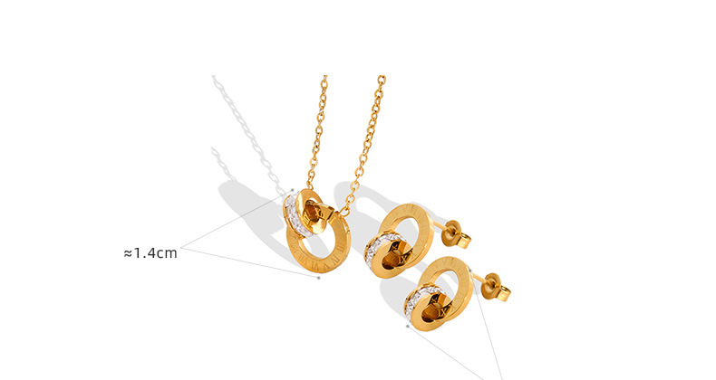 fashion simple geometric double-ring titanium steel earrings necklace