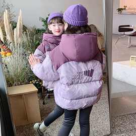 女童棉服冬季加厚儿童保暖棉衣冬装中大童夹棉外套小女孩棉袄紫色
