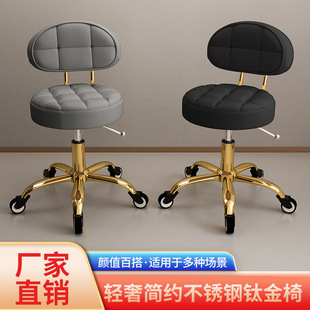 Beauty Stool Beauty Salon Rotating Lifting Pulley Chair Barber Shop Special Hairdressing Nail Art Household Backrest Round Stool