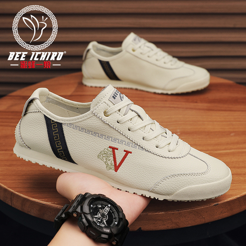 《蜜蜂一狼》品牌男鞋情侶款時尚真皮阿甘鞋四季百搭運動休閒潮鞋