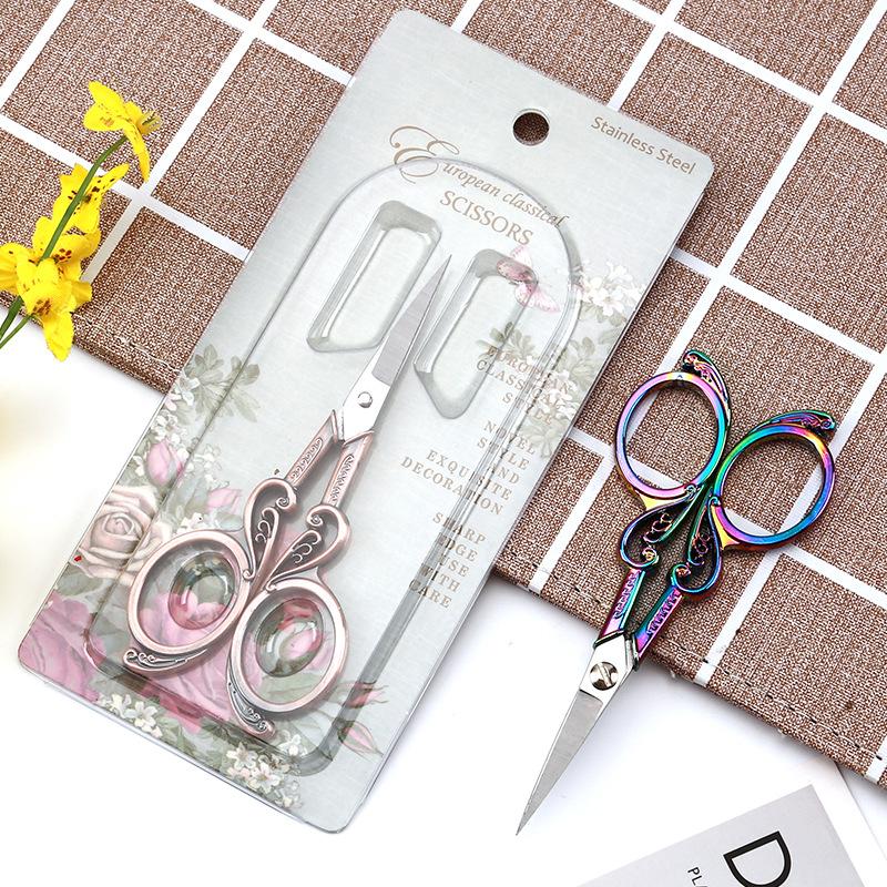Butterfly-shaped vintage craft scissors, stainless steel embroidery thread snip, home use tea bag snip, office use scissors