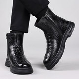 Зимние высокие удерживающие тепло утепленные короткие сапоги для отдыха, из натуральной кожи