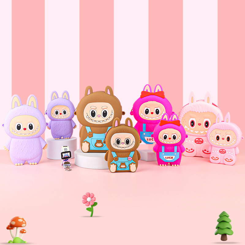 拉布布硅胶单肩零钱包现货儿童卡通时尚零钱包卡通学生斜跨手机包