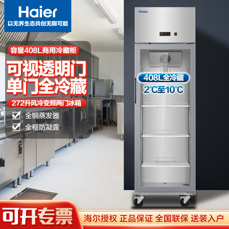 海尔（Haier）商用厨房冰箱酒店饭店餐厅食堂保鲜透明门单门冷藏